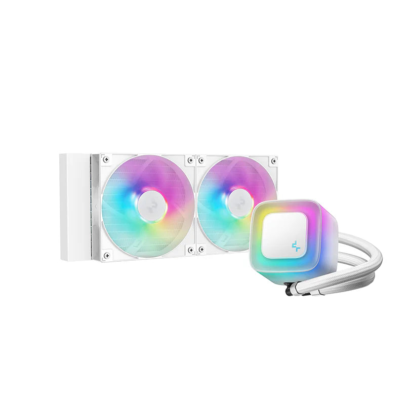 Enfriamiento Líquido DeepCool LE240 V2 | Iluminación ARGB | 2x120mm | 500-2100RPM |Blanco | R-LE240-WHAMMN-G-2