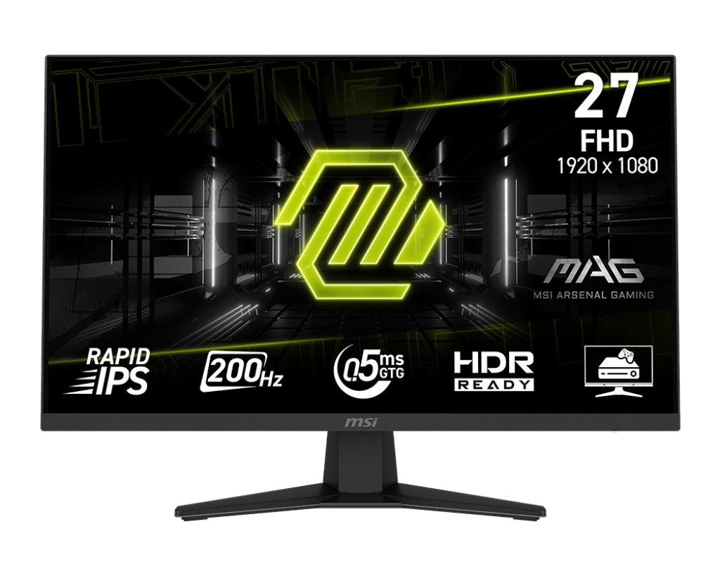 Monitor MSI MAG 274F | 27" | FHD | 1920 x 1080 (Rapid IPS) | 200 Hz | 0.5 ms (GTG) | Adaptive Sync / HDR | HDMI / DisplayPort | Negro | MAG 274F