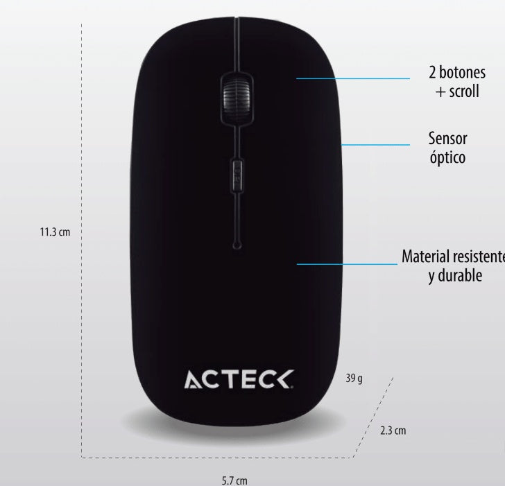 Mouse Inalámbrico Optimize MI240 | 1200DPI | Óptico | Negro | AC-928885
