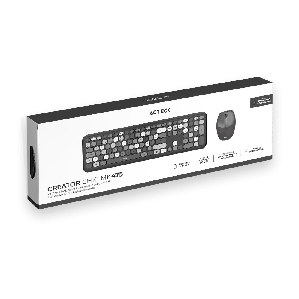 Kit de Teclado y Mouse Acteck Creator Chic Colors MK475 | Inalámbrico | USB | Negro | AC-935166