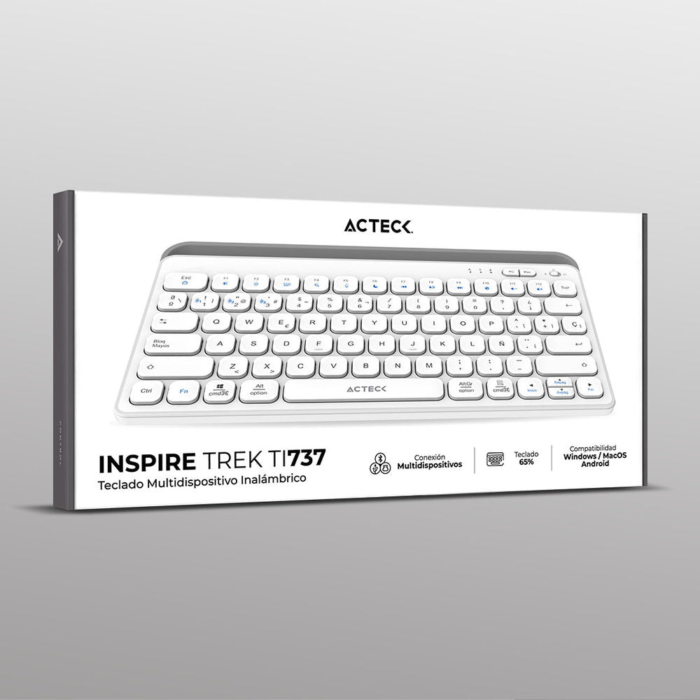 Teclado Acteck Inspire Trek TI737 65% | Inalámbrico | RF Inalámbrico/Bluetooth | Blanco | Español