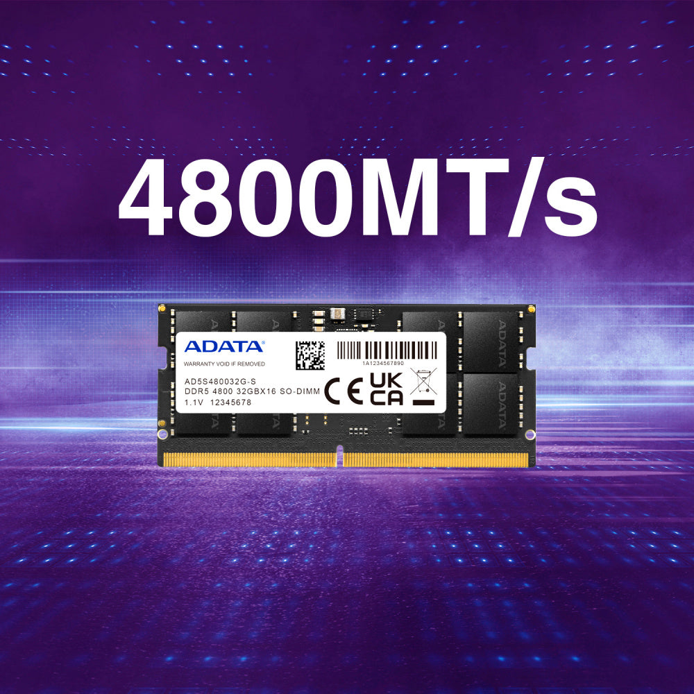 Memoria RAM ADATA DDR5 4800 SO-DIMM | 8GB | DDR5 | On-die ECC | 4800MT/s | CL40 | Negro | AD5S48008G-S