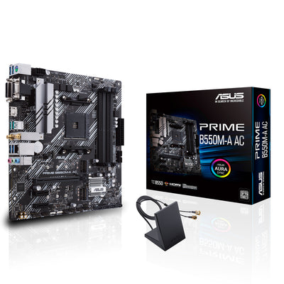 Tarjeta Madre ASUS PRIME B550M-A AC | Micro-ATX | Socket AM4 | AMD B550 | 128GB DDR4 | HDMI para AMD |Requiere Actualización de BIOS para la Serie Ryzen 5000 | PRIME B550M-A AC