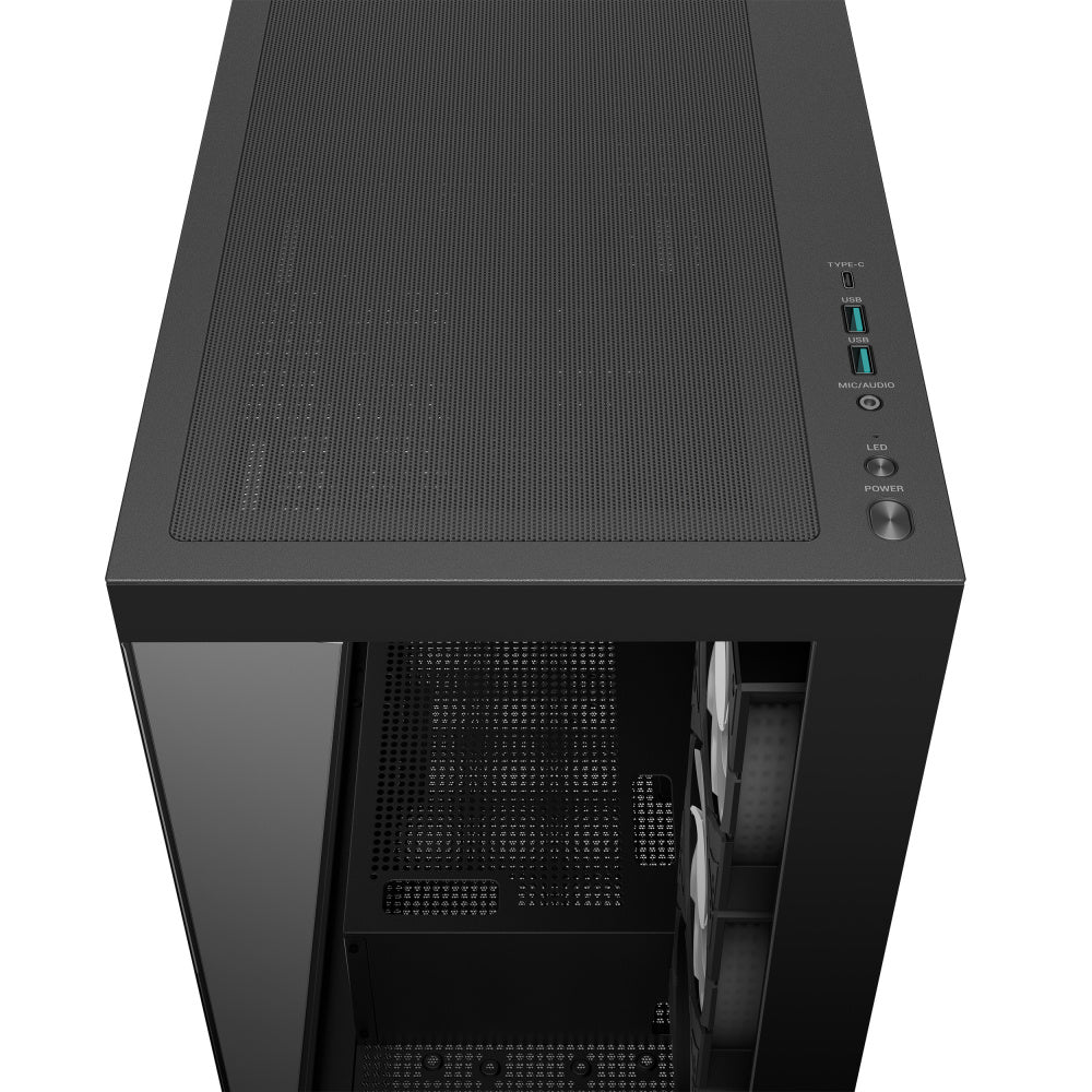Gabinete DeepCool CG580 4F | Media Torre | ATX / Micro-ATX / Mini-ITX | USB 3.0 | Cristal Templado Panorámico | 4 Ventiladores Pre-Instalados | Negro | R-CG580-BKADA4-G-1