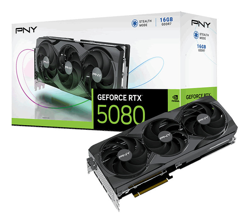 Tarjeta de Video PNY NVIDIA GeForce RTX 5080 | 16GB GDDR7 | PCIe 5.0 | 256 Bits | 1 x HDMI / 3 x DisplayPort | Negro | VCG508016TFXPB1