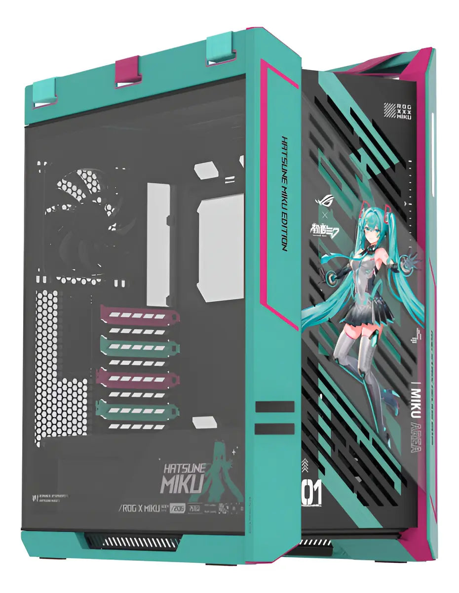 Gabinete ASUS ROG STRIX HELIOS II GX601S HATSUNE MIKU | Midi-Tower | ATX/EATX/Micro-ATX/Mini-ITX | USB 3.0 | sin Fuente | 4 Ventiladores Instalados | Turquesa | 90DC00W0-B30010