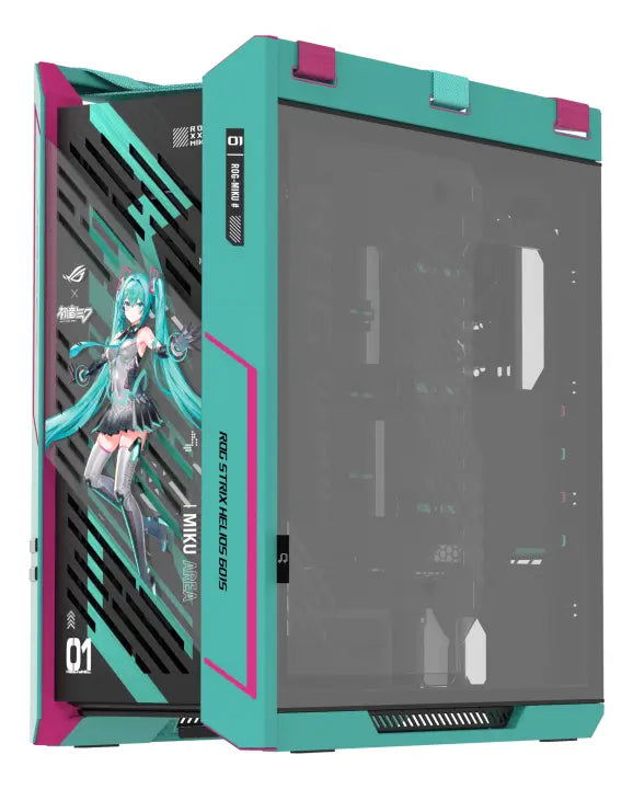 Gabinete ASUS ROG STRIX HELIOS II GX601S HATSUNE MIKU | Midi-Tower | ATX/EATX/Micro-ATX/Mini-ITX | USB 3.0 | sin Fuente | 4 Ventiladores Instalados | Turquesa | 90DC00W0-B30010