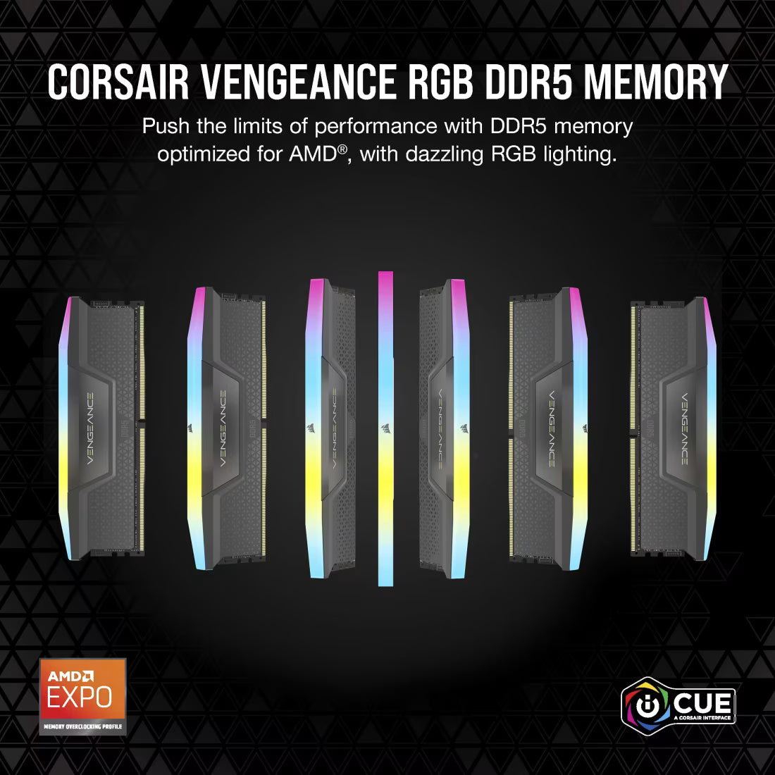 Kit de Memoria RAM Corsair Vengeance RGB | DDR5 | 5200MHz | 32GB (2x16GB) | CL40 | XMP | CMH32GX5M2B5200Z40K