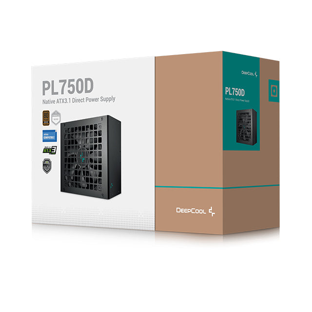 Fuente de Poder DeepCool PL750D | 750W | Negro | 80 Plus Bronze | ATX 3.1 | No Modular | R-PL750D-FC0B-US-V2