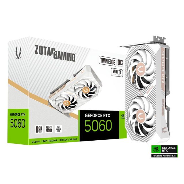 Tarjeta de Video Zotac NVIDIA GeForce RTX 5060 Twin Edge OC | OC Edition | 8GB | 128-bit GDDR7 | PCI Express 5.0 | ZT-B50600Q-10M