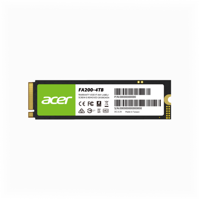 Unidad SSD M.2 Acer FA200 | 4TB | PCIe Gen 4 x4 | 7100 MB/s Lectura / 6100 MB/s Escritura | Compatible con PC / Laptop / PS5 | BL.9BWWA.150