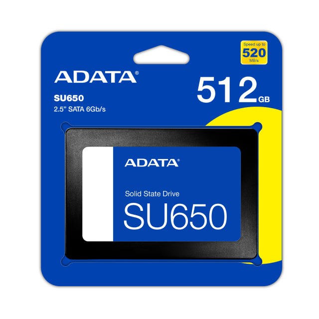 Unidad SSD ADATA SU650 | 512GB | 2.5" | SATA III | 520MB/s Lectura | 450MB/s Escritura | Negro / Azul | ASU650SS-512GT-R