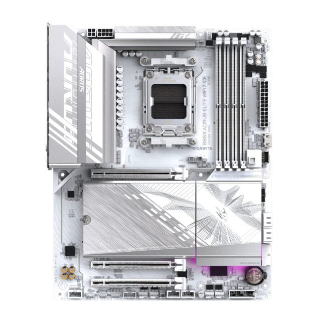 Tarjeta Madre GIGABYTE B850 AORUS ELITE WIFI7 ICE (Rev. 1.x) | ATX | Socket AM5 | Chipset AMD B850 | 4 x DDR5 (Hasta 256GB) | 1 x HDMI / 1 x DisplayPort | Wi-Fi 7 | Bluetooth 5.4 | Blanco | B850 A ELITE WF7 ICE