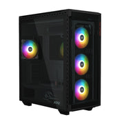 Gabinete XPG BATTLECRUISER II | Media Torre | E-ATX / ATX / M-ATX / ITX | USB 3.2 | Cristal Templado | 4 Ventiladores ARGB Pre-Instalados | Negro | BATTLECRUISERIIST-BKCWW