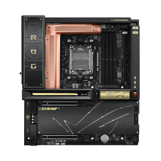 Sobre Pedido | Bundle ASUS ROG 20th Anniversary Edition | Tarjeta Madre ROG Crosshair X870E | Tarjeta de Video ROG Astral GeForce RTX 5090 | Fuente de Poder ROG Thor 3000W Titanium III | Gabinete ROG GR20 | No Incluye Procesador / RAM / Almacenamiento
