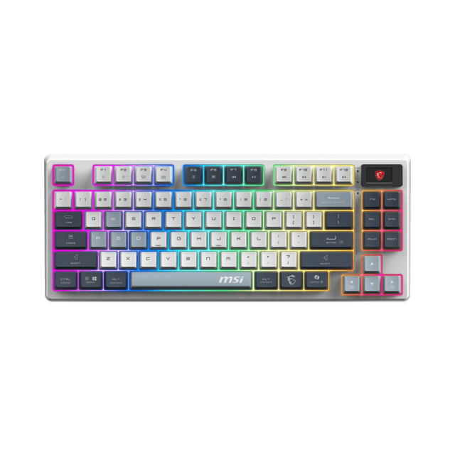 Teclado Mecánico MSI FORGE GK600 TKL | Bluetooth / Receptor USB / USB 2.0 | RGB | Display 1.06" | Color Blanco / Gris | Inglés | FORGE GK600 TKL WIRELESS SKY