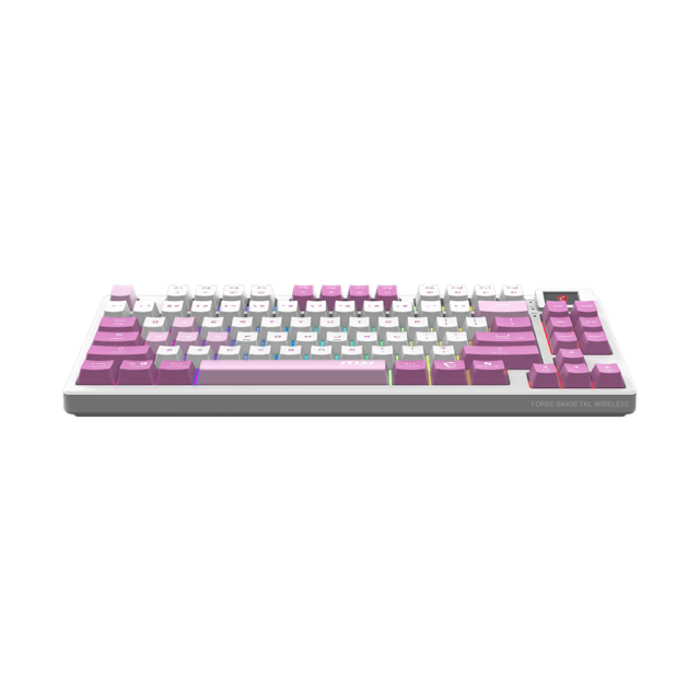Teclado Mecánico MSI FORGE GK600 TKL | Bluetooth / Receptor USB / USB 2.0 | RGB | Display 1.06" | Color Violeta | Inglés | FORGE GK600 TKL W VIOLET US