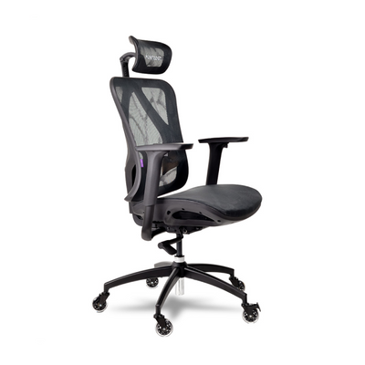 Silla Gamer Munfrost NEXUS | Hasta 180kg | Ruedas tipo patín | Soporte Lumbar | Color Negro | MFMSIN2B