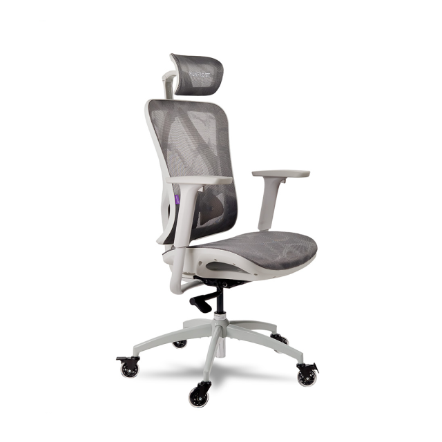 Silla Gamer Munfrost NEXUS | Hasta 180kg | Ruedas tipo patín | Soporte Lumbar | Color Blanco | MFMSIN2W