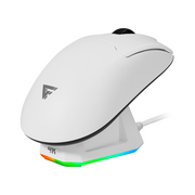Mouse Gamer Inalámbrico Game Factor MOW800 | 26,000 DPI | Sensor Pixart 3395 | Incluye Base Magnética RGB | 80hrs Batería recargable | Color Blanco | MOW800-WH