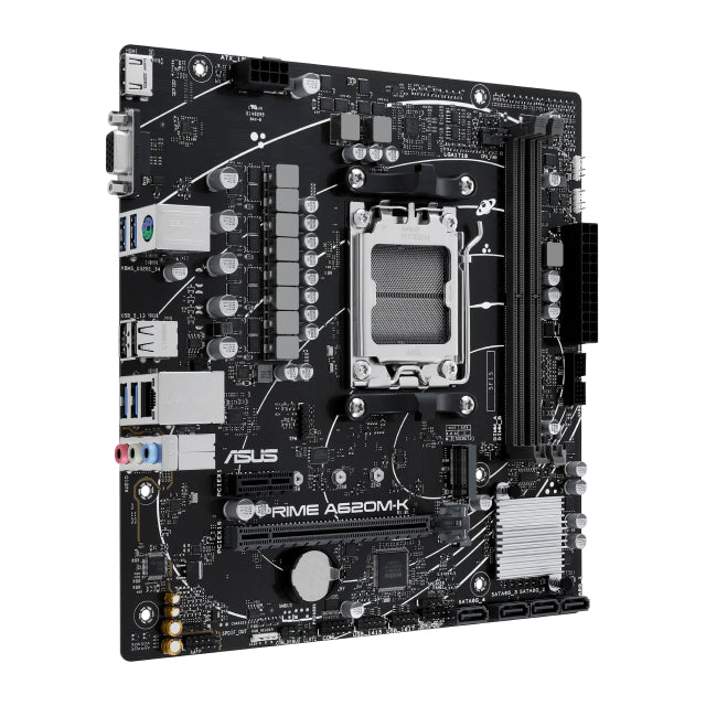 Tarjeta Madre ASUS PRIME A620M-K | Micro ATX | AM5 | AMD A620 | DDR5 (Hasta 96GB) | VGA / HDMI | Negro | PRIME A620M-K