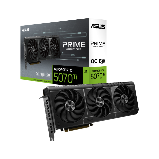 Tarjeta de Video ASUS PRIME GeForce RTX 5070 Ti OC | 16GB GDDR7 | PCI-E 5.0 | 256 bit | HDMI / DisplayPort(3) | PRIME-RTX5070TI-O16G