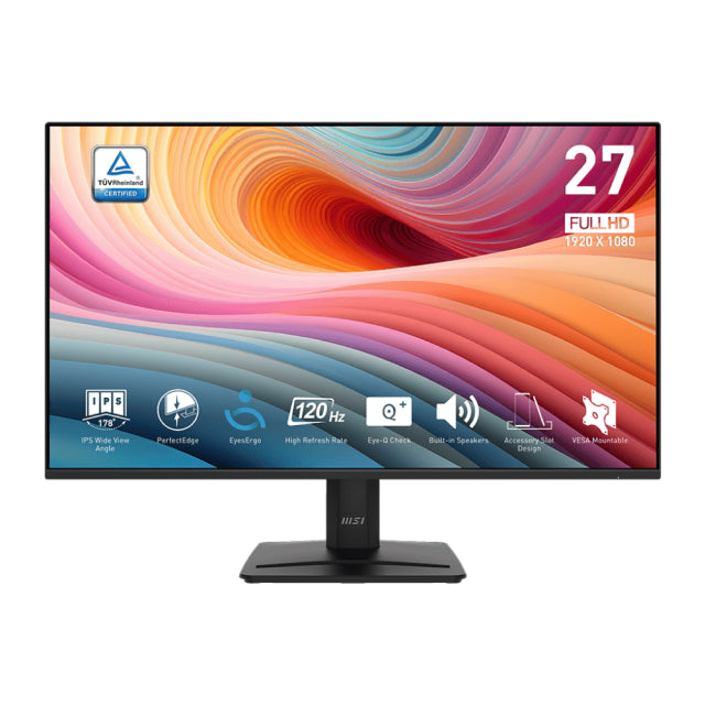 Monitor MSI PRO MP275 E2 | 27" | FHD | 1920 x 1080 (IPS) | 120 Hz | 1 ms (MPRT) | 4 ms (GTG) | Adaptive Sync | HMDI / DisplayPort / VGA | Negro | PRO MP275 E2