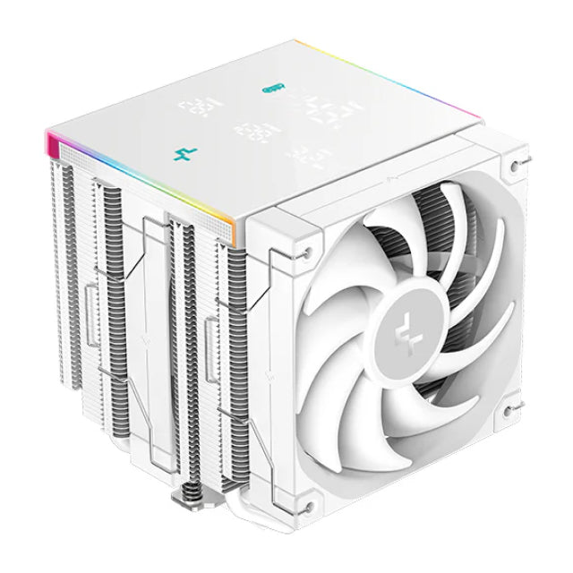 Disipador de Aire DeepCool AK620 DIGITAL PRO WH | 163 mm | 500 a 1750 RPM | 25 dBA | AM5 / AM4 | LGA 2066 / 2011-v3 / 2011 / 1851 / 1700 / 1200 / 1151 / 1150 / 1155 | Pantalla Multidatos | RGB | Blanco | R-AK620-WHAPMN-G