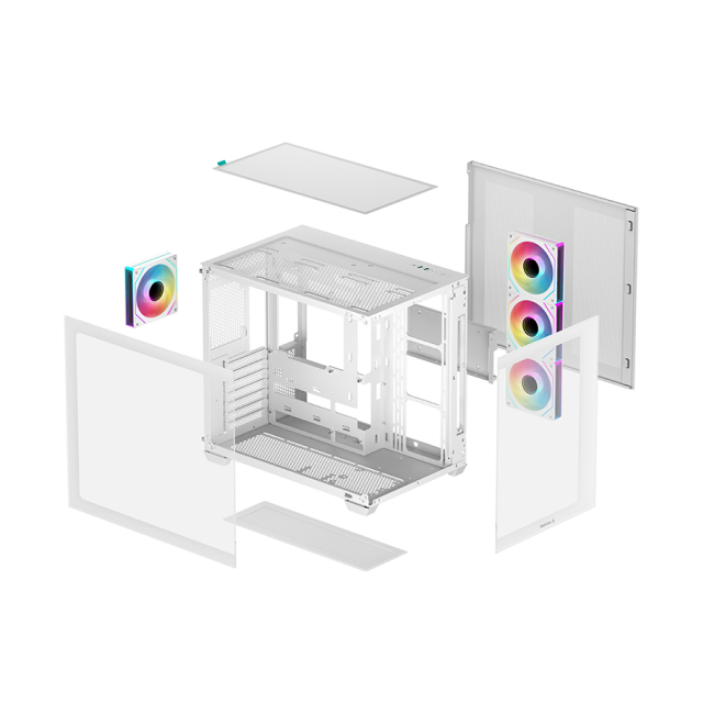 Gabinete DeepCool CG530 4F | ATX / Micro-ATX / ITX | Back Connect ATX / Mini-ATX | 4 Ventiladores Preinstalados | Color Blanco | R-CG530-WHADA4-G-1