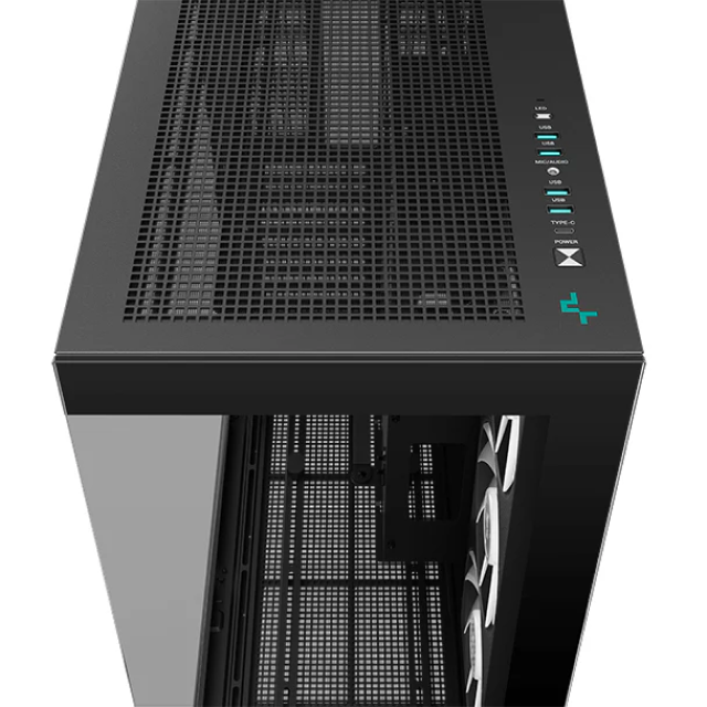 Gabinete DeepCool CH780 | Torre Completa | E-ATX / ATX / Micro-ATX / Mini-ITX | USB 3.0 | Cristal Templado Panorámico | 3 Ventiladores ARGB Pre-Instalados | Negro |