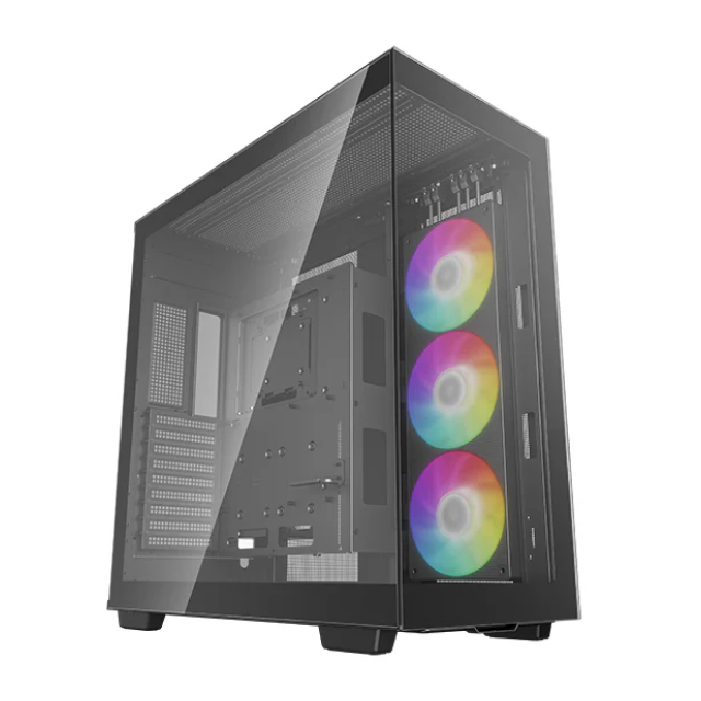 Gabinete DeepCool CH780 | Torre Completa | E-ATX / ATX / Micro-ATX / Mini-ITX | USB 3.0 | Cristal Templado Panorámico | 3 Ventiladores ARGB Pre-Instalados | Negro |
