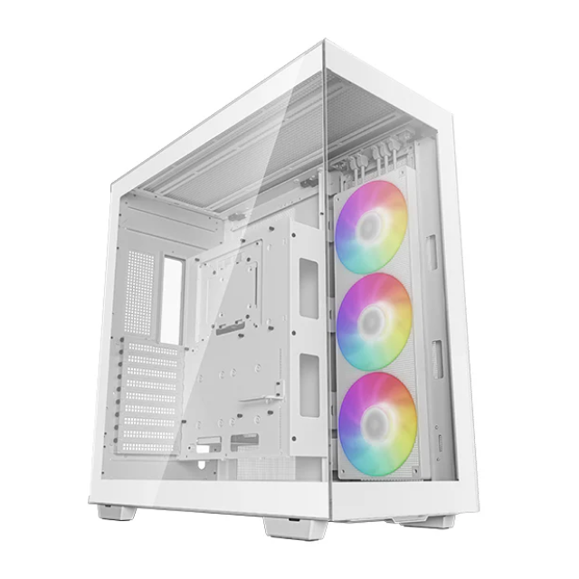Gabinete DeepCool CH780 WH | Torre Completa | E-ATX / ATX / Micro-ATX / Mini-ITX | USB 3.0 | Cristal Templado Panorámico | 3 Ventiladores ARGB Pre-Instalados | Blanco |
