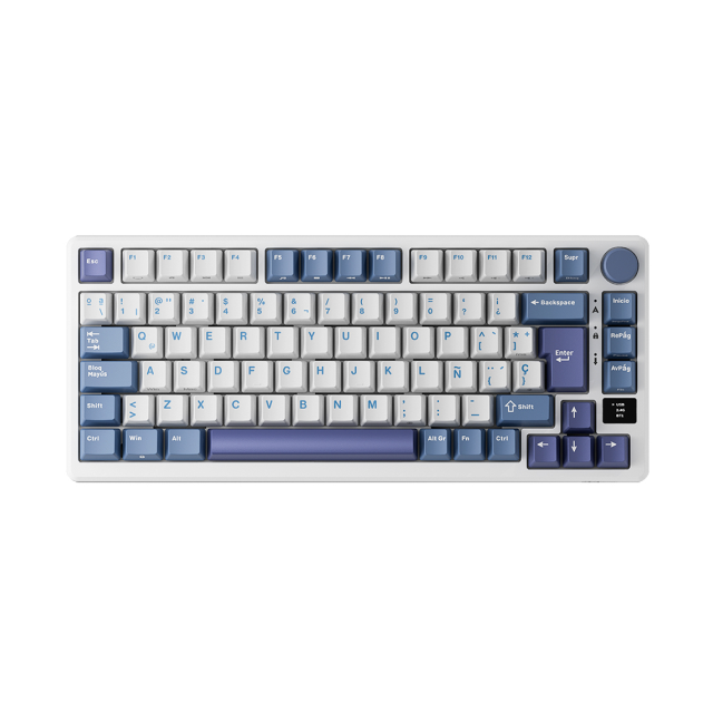 Teclado Mecánico Royal Kludge M75 | 75% | Conectividad tri-modo | Mini Pantalla OLED | Hot Swap | Español | Taro Milk | Español | RKM75TML