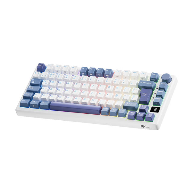 Teclado Mecánico Royal Kludge M75 | 75% | Conectividad tri-modo | Mini Pantalla OLED | Hot Swap | Español | Taro Milk | Español | RKM75TML