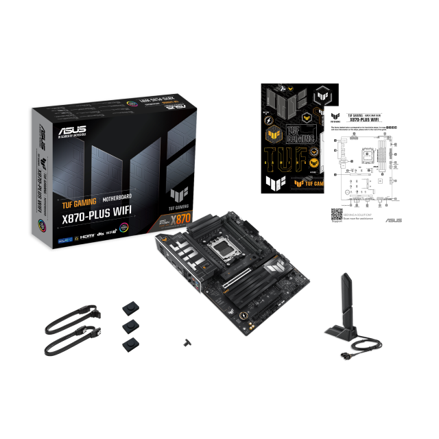 Tarjeta Madre ASUS TUF GAMING X870-PLUS WIFI | ATX | AM5 | AMD X870 | DDR5 (Hasta 256GB) | HDMI / USB-C | Wi-Fi 7 | Bluetooth 5.4 | Negro | TUF GAMING X870-PLUS WIFI