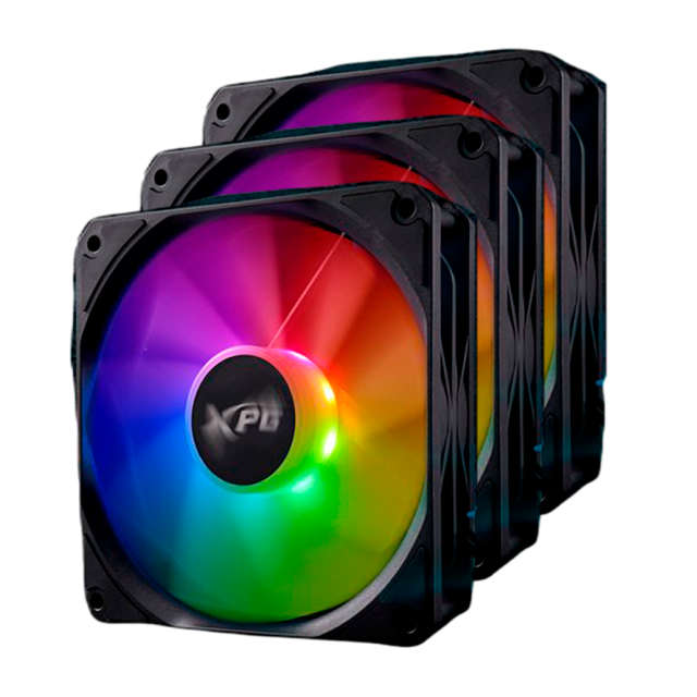 Kit de 3 Ventiladores ADATA XPG VENTO R 120 ARGB PWM | Invertido | 120 mm | 300 a 1850 RPM | 24 dBA | 4 Pines | ARGB | Negro | VENTOR120ARGBPWM3C-BKCWW