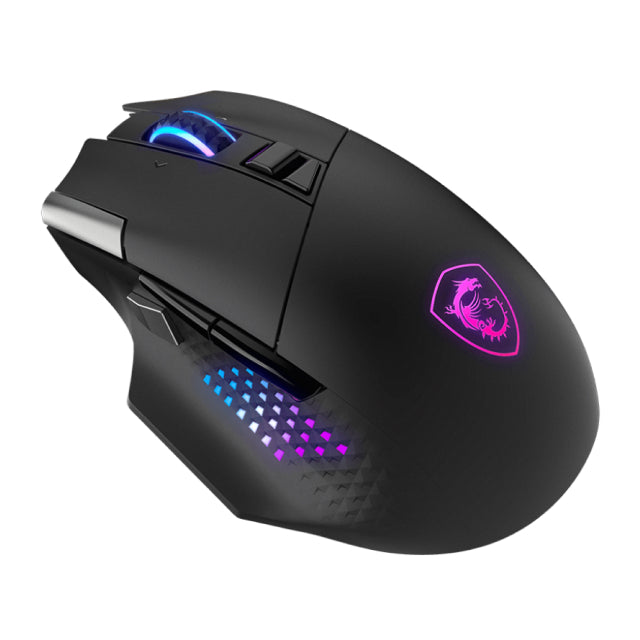 Mouse Gamer Inalámbrico MSI VERSA PRO WIRELESS | Hasta 80 Horas de Batería | Sensor Óptico OMRON | 13 Botones Programables | MSI SWIFTSPEED 2.4GHz / Bluetooth 5.3 / Alámbrico USB 2.0 | RGB | Negro | VERSA PRO W